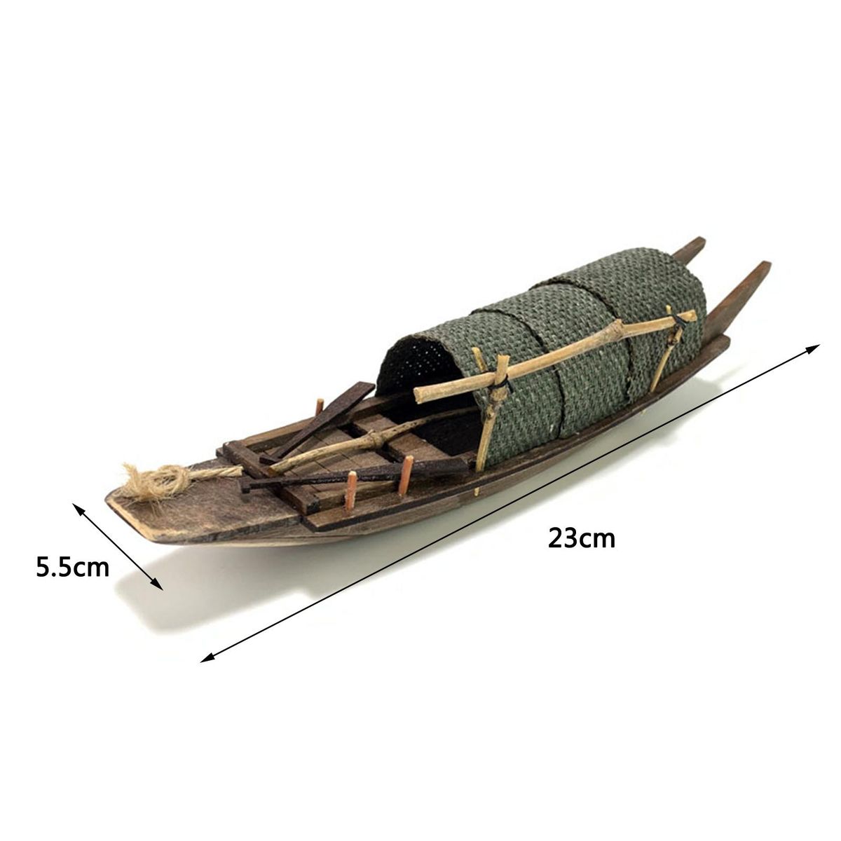 Antique Wooden Miniature Canoe Nautical Ship Sailing Boat Tunnel Shed