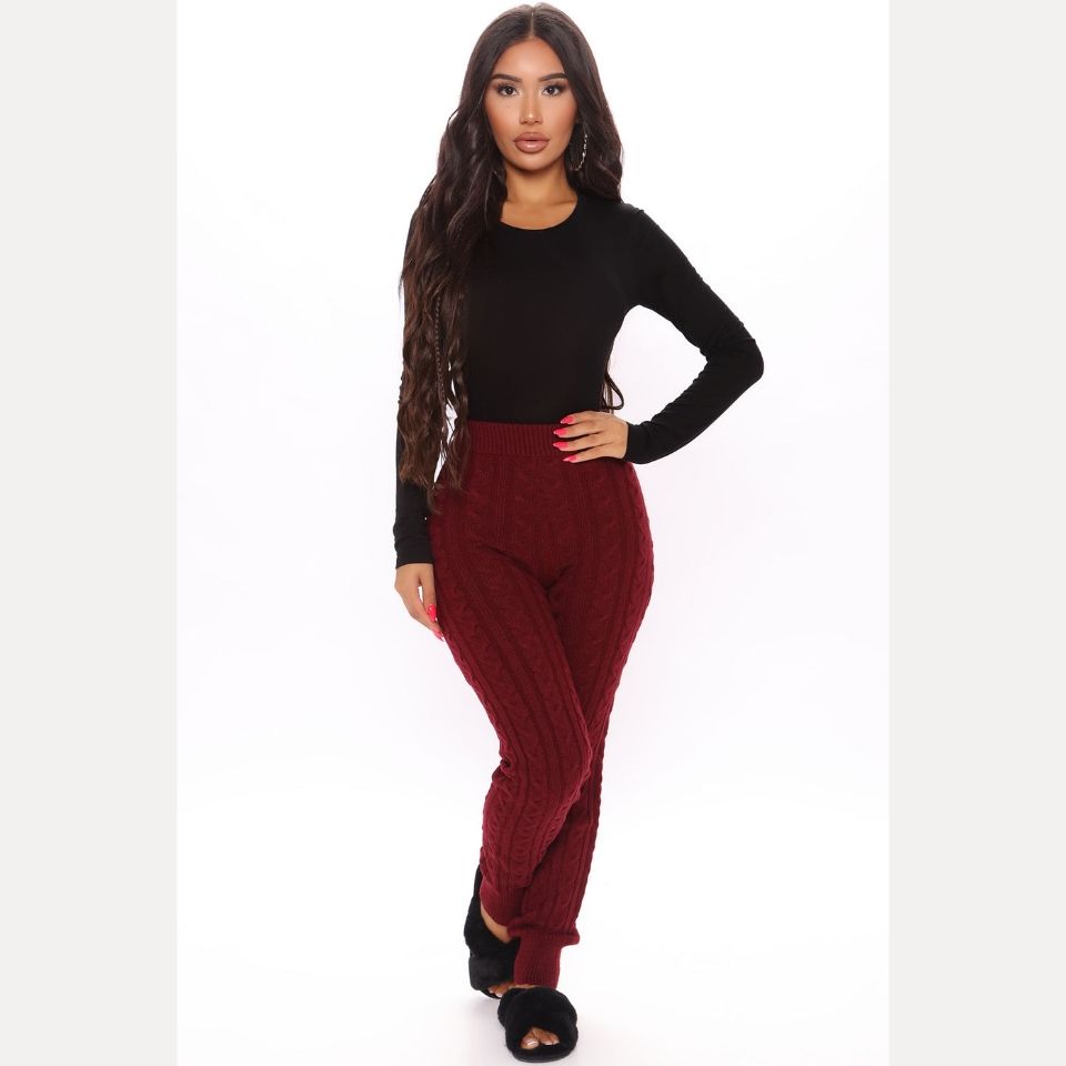 Long Sleeve Round Neck Bodysuit - Black