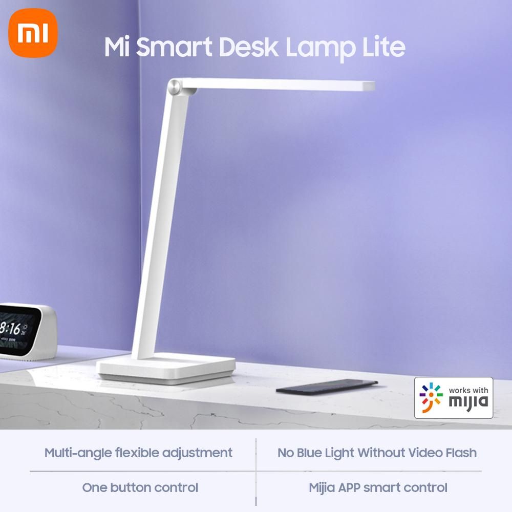 Xiaomi Mi Smart Desk Lamp Lite LED Light No Flicker No Blue Light 4000K Eye Protection Dimmable Bedside Lamp Mijia APP Smart Control