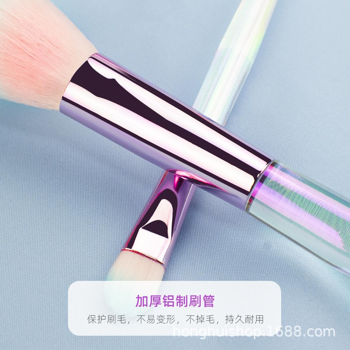8 Colorful Transparent Makeup Brushes Foundation Repair Eye Shadow Brush Eyebrow Brush Makeup Brush Set GREAT Leather Bag
