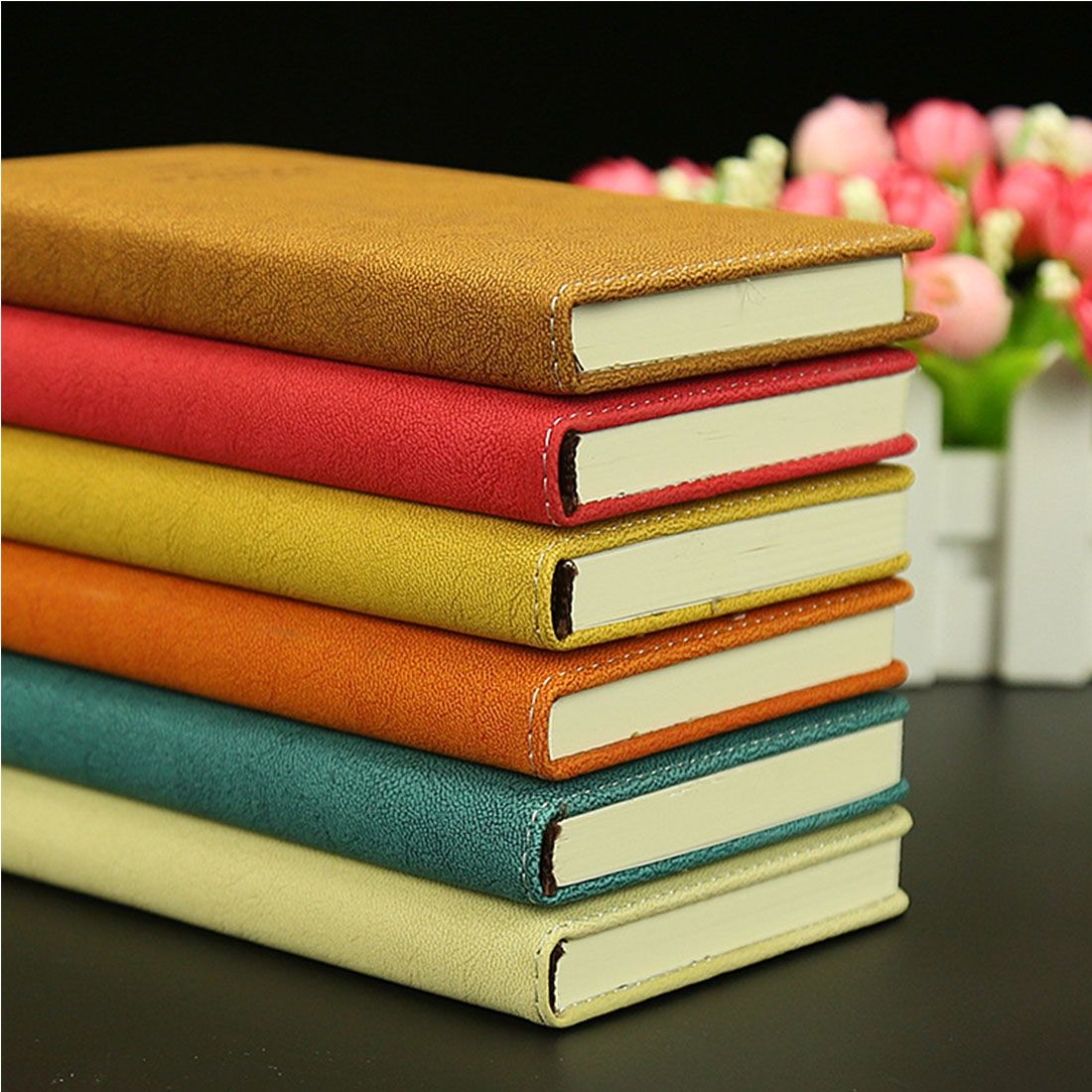 A5100 Pages Leather Soft Cover Notebook A5100 Pages Leather Soft Cover Notebook Pocket Memo(Beige)