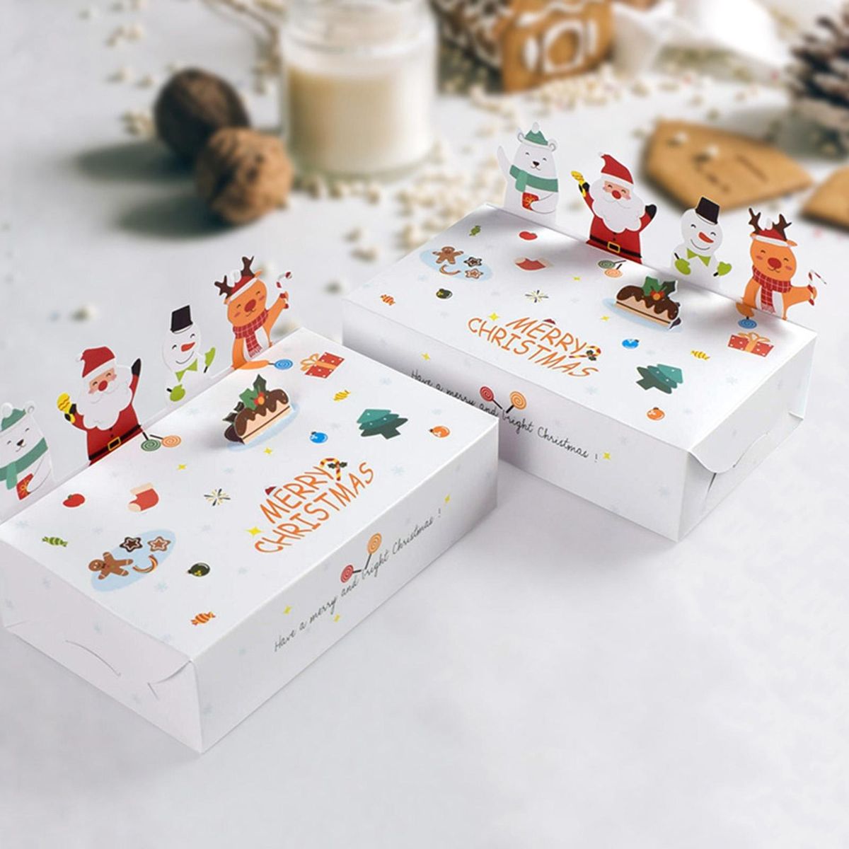 Sturdy Christmas Boxes 10pcs Festive Foldable 3d Christmas for Cookies White
