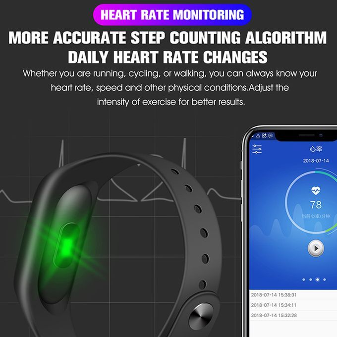 M3 Heart Rate Monitoring Smart Sports Bracelet BT Touch