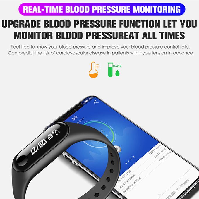 M3 Heart Rate Monitoring Smart Sports Bracelet BT Touch