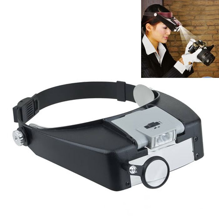 Headband Style 1.5X / 3X / 8.5X / 10X Magnifier With 2 LED Lights(Grey)