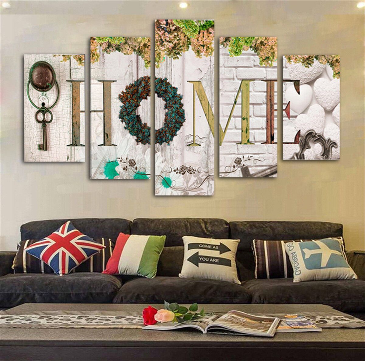 No Frame Wall Art 5 Panels Print Pictures Canvas Decoration Christmas Gift Without Edge