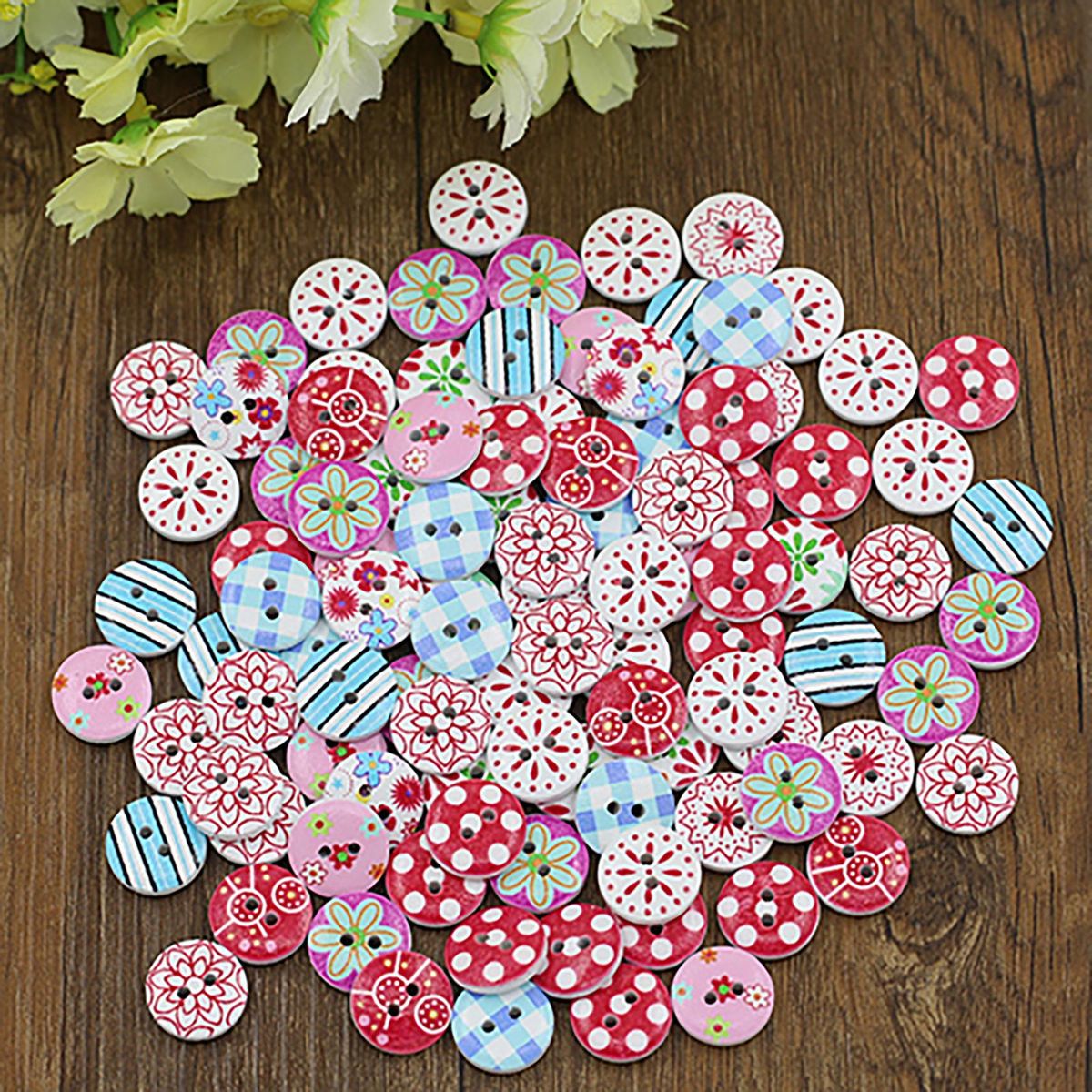 100Pcs Simple Buttons Durable Exquisite Crafts 2 Holes Buttons for Cardigan Sweater