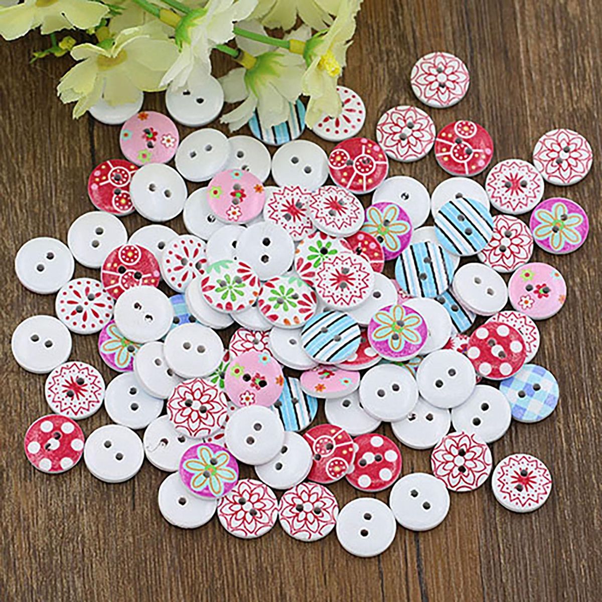 100Pcs Simple Buttons Durable Exquisite Crafts 2 Holes Buttons for Cardigan Sweater