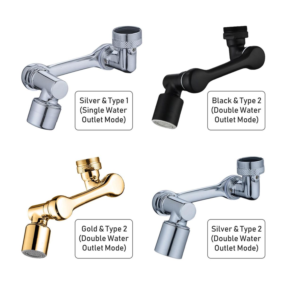 1080°Swivel Faucet Extender With 2 Spray Modes Sink Rotating Faucet Extender Splashproof Faucet Filter Adaptor Aerator With Wrench