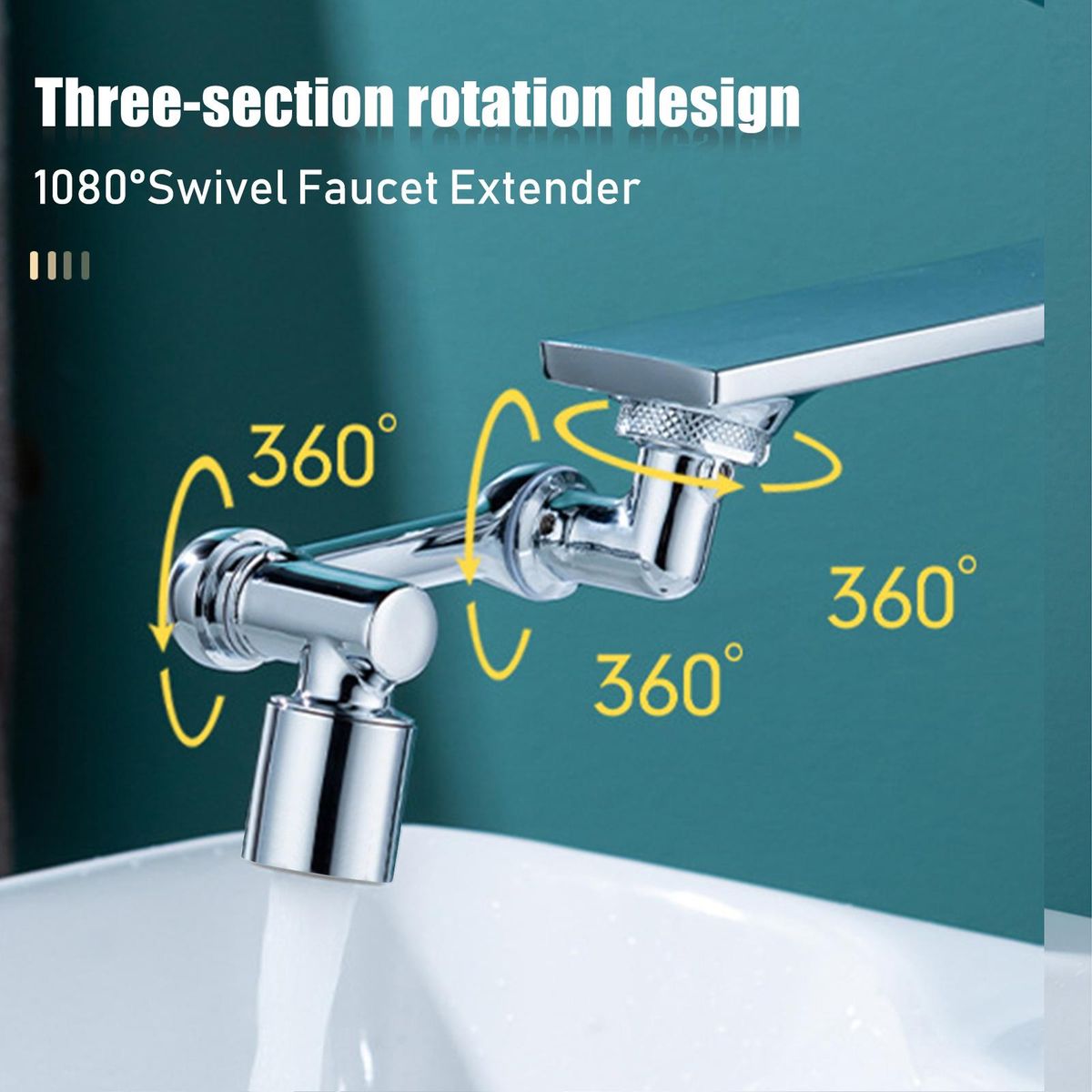1080°Swivel Faucet Extender With 2 Spray Modes Sink Rotating Faucet Extender Splashproof Faucet Filter Adaptor Aerator With Wrench