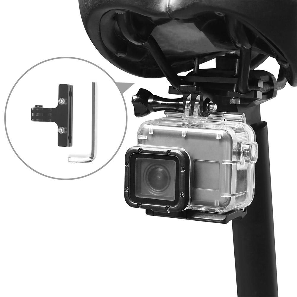 CNC Aluminum Alloy Bicycle Saddle Rail Mount for GoPro Hero 7/6/5/4 HERO(2018) for SJCAM YI AKASO Campark Crosstour and Other Action Cameras