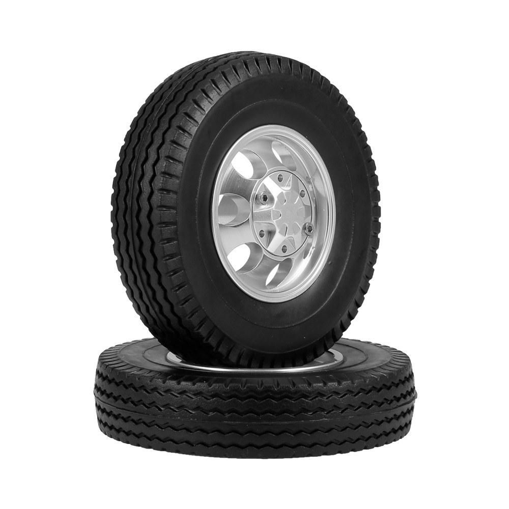2pcs Trailer Front Wheels with 7 Spokes Aluminum Alloy Hubs for 1/14 Tamiya Tractor Truck RC Climber Trailer