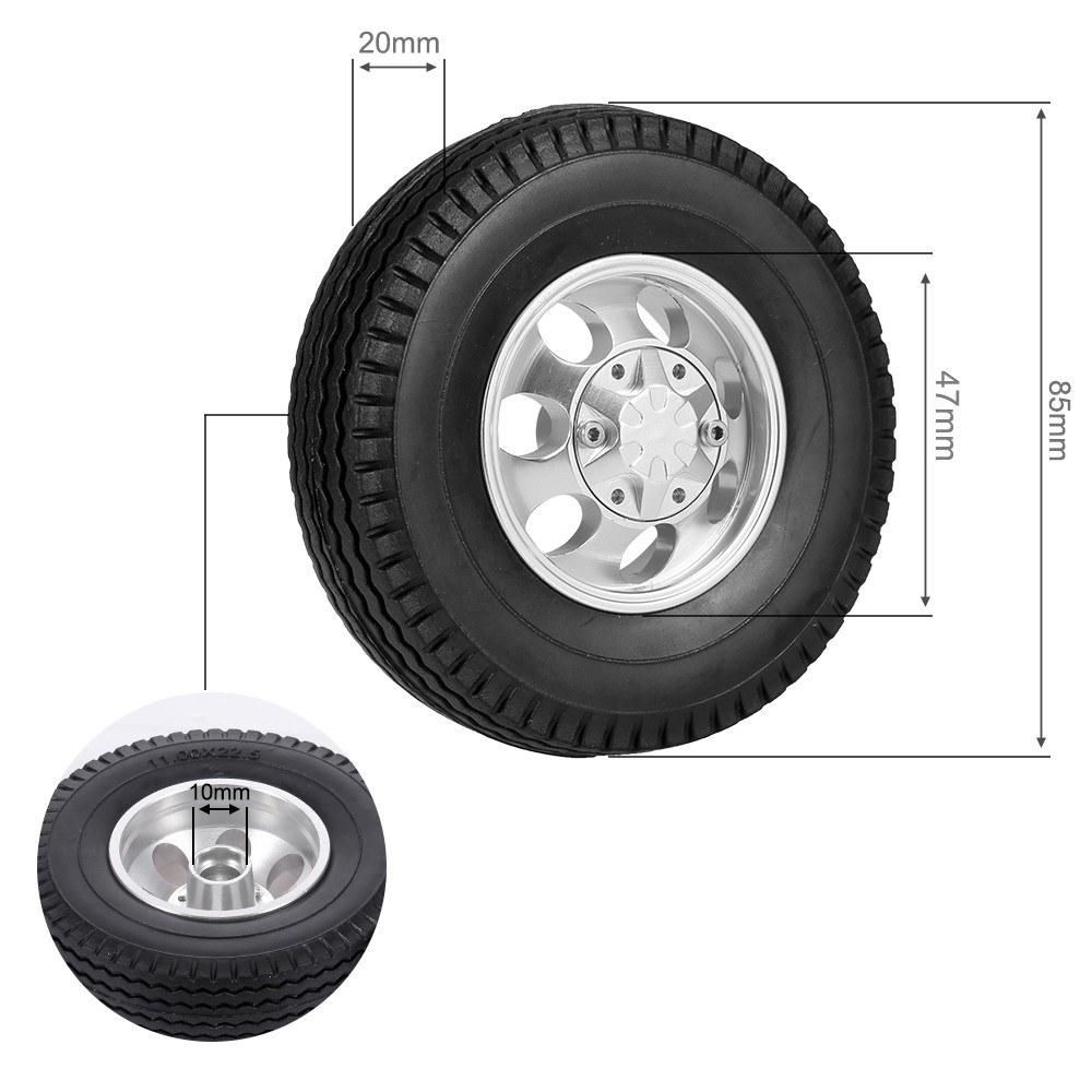 2pcs Trailer Front Wheels with 7 Spokes Aluminum Alloy Hubs for 1/14 Tamiya Tractor Truck RC Climber Trailer