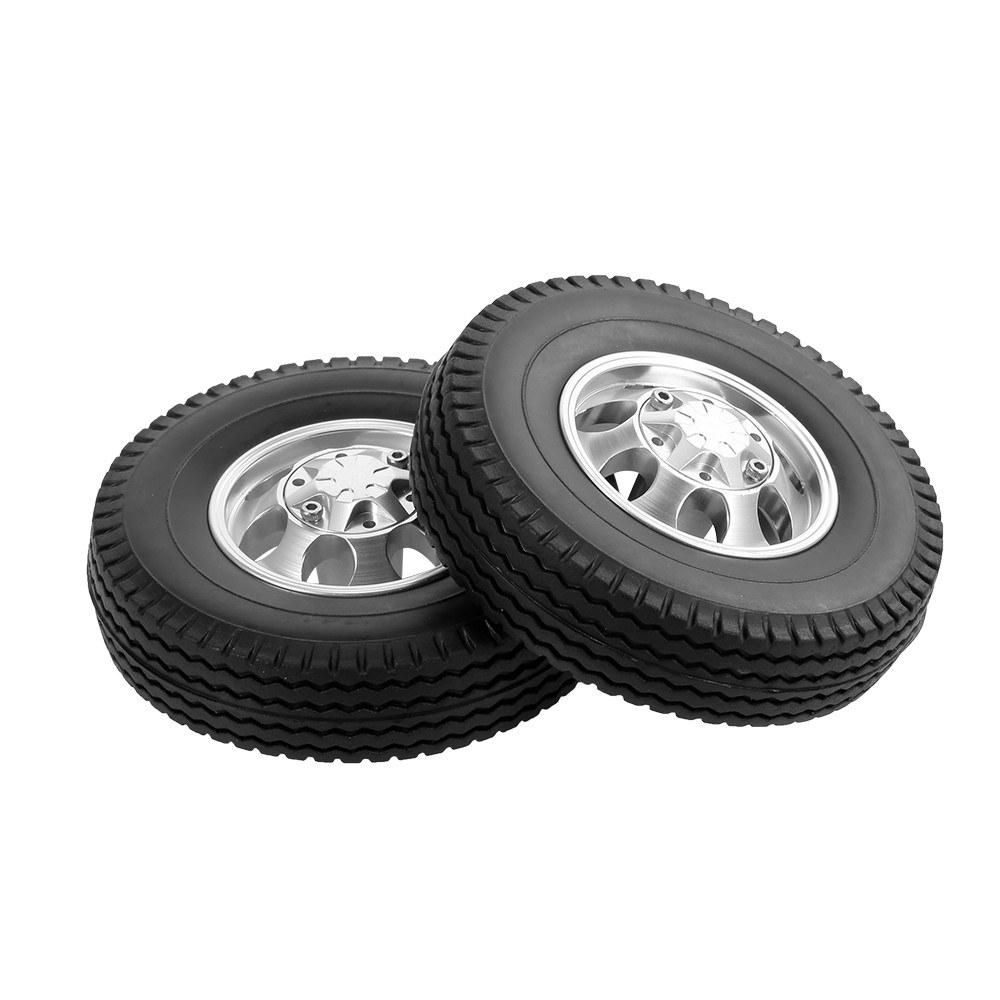 2pcs Trailer Front Wheels with 7 Spokes Aluminum Alloy Hubs for 1/14 Tamiya Tractor Truck RC Climber Trailer