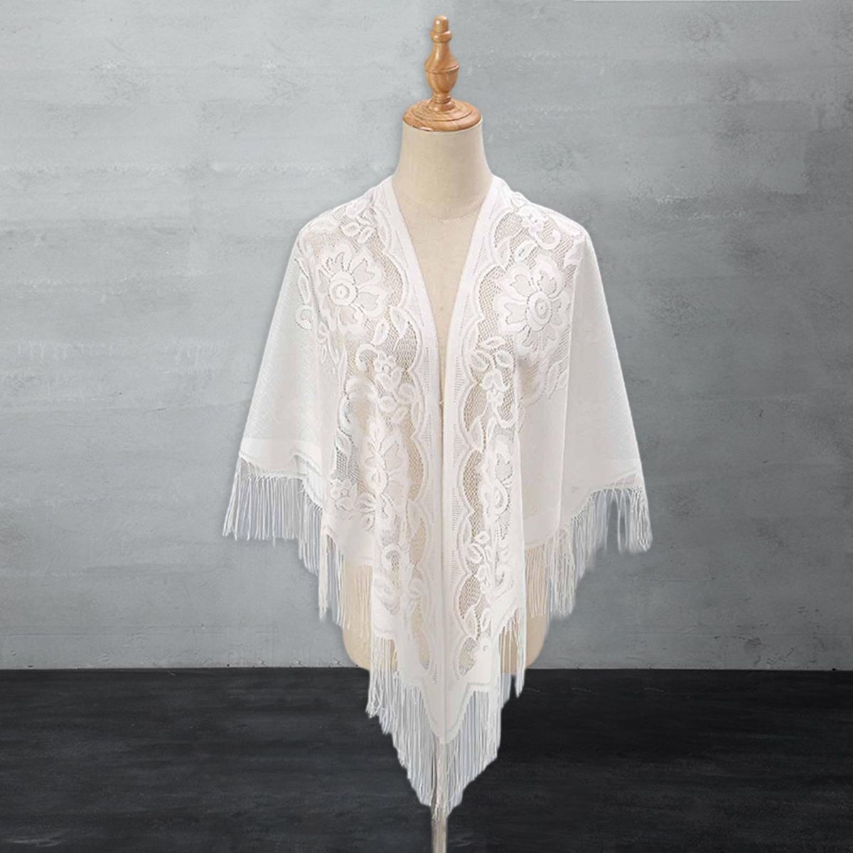 Lady Shawl Open Stitch Lady Ball Scarf White