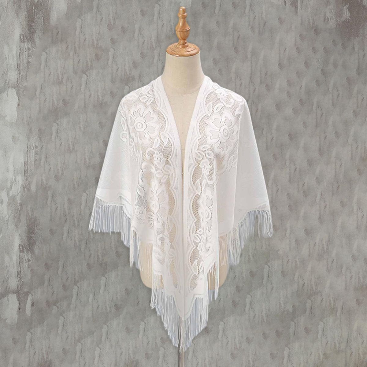 Lady Shawl Open Stitch Lady Ball Scarf White