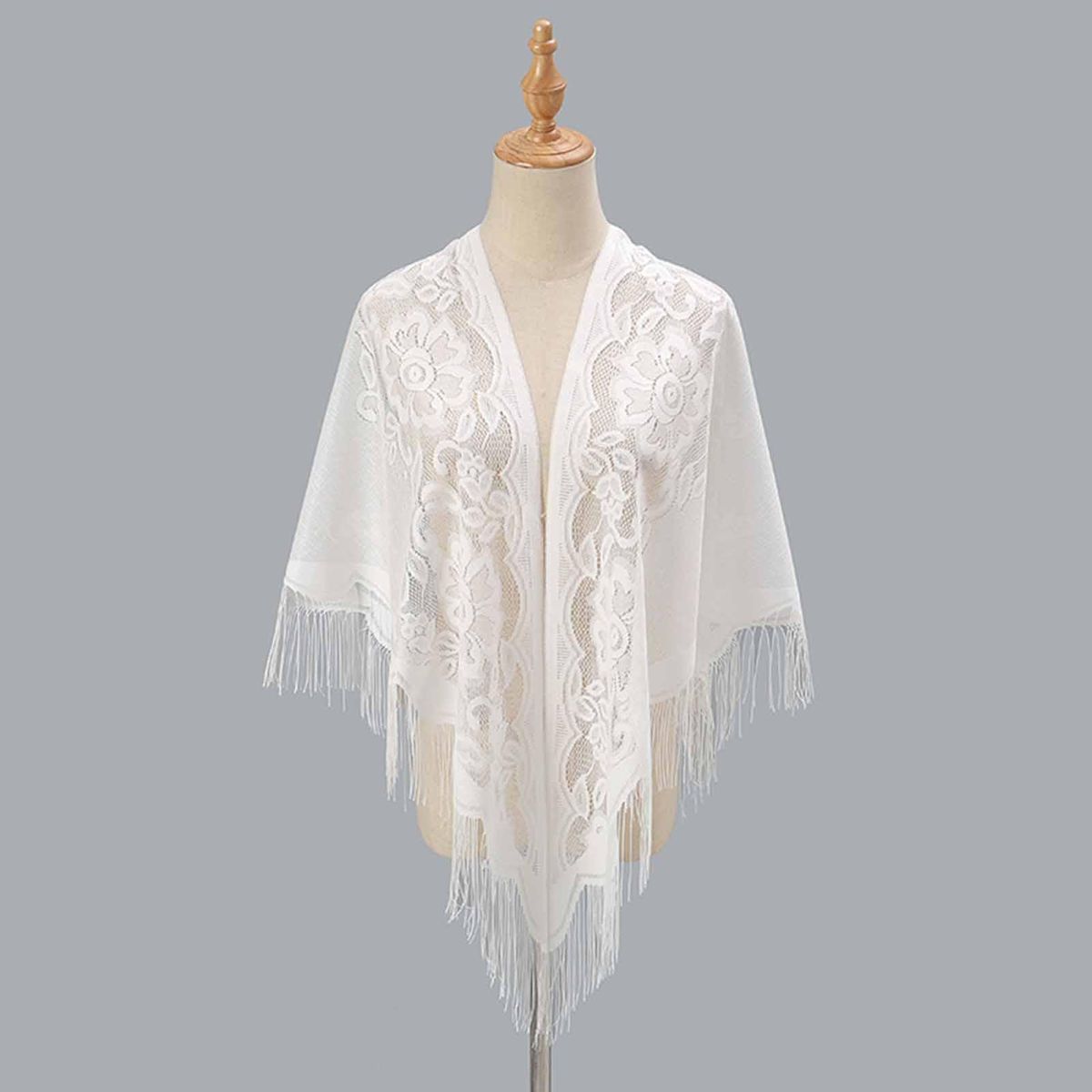 Lady Shawl Open Stitch Lady Ball Scarf White