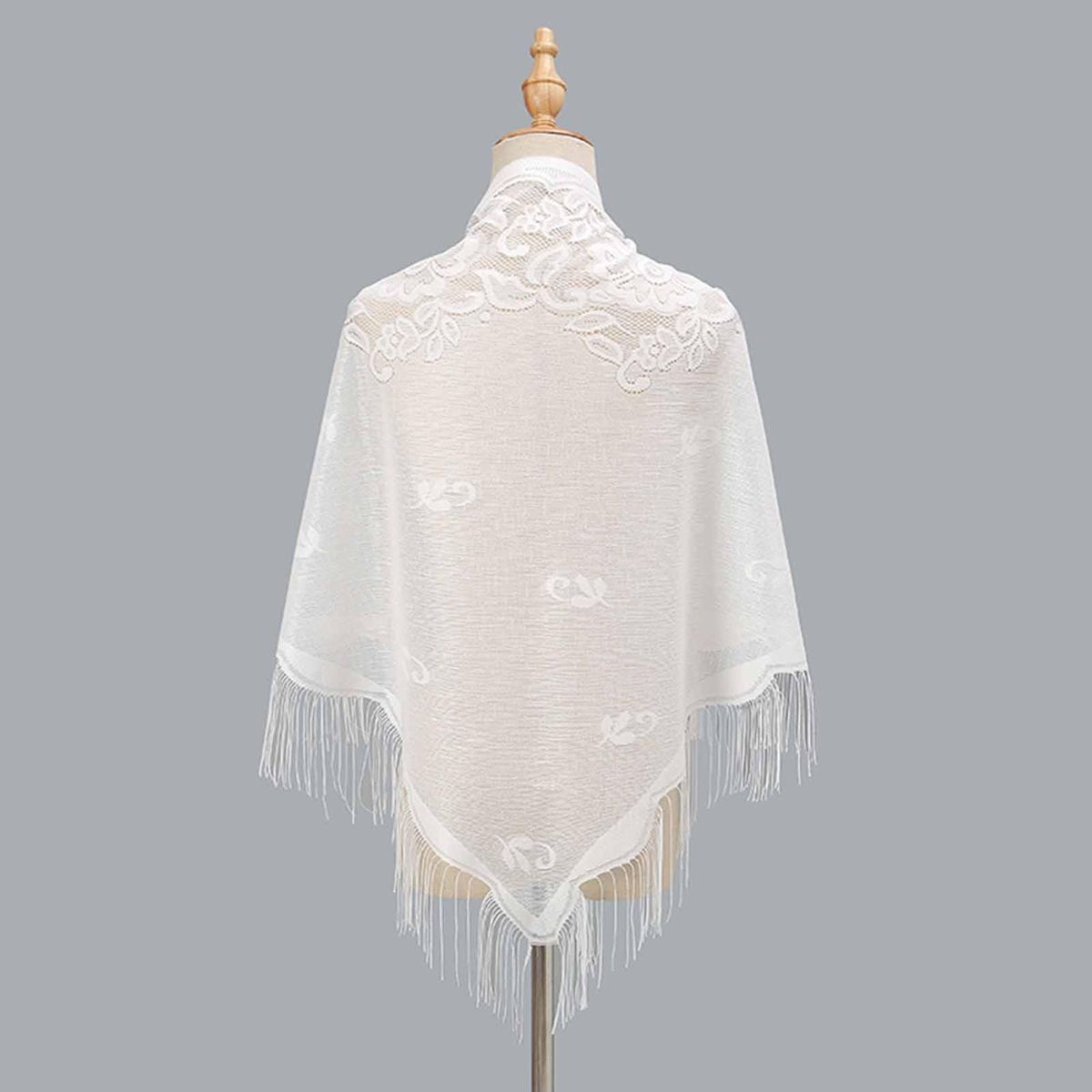 Lady Shawl Open Stitch Lady Ball Scarf White