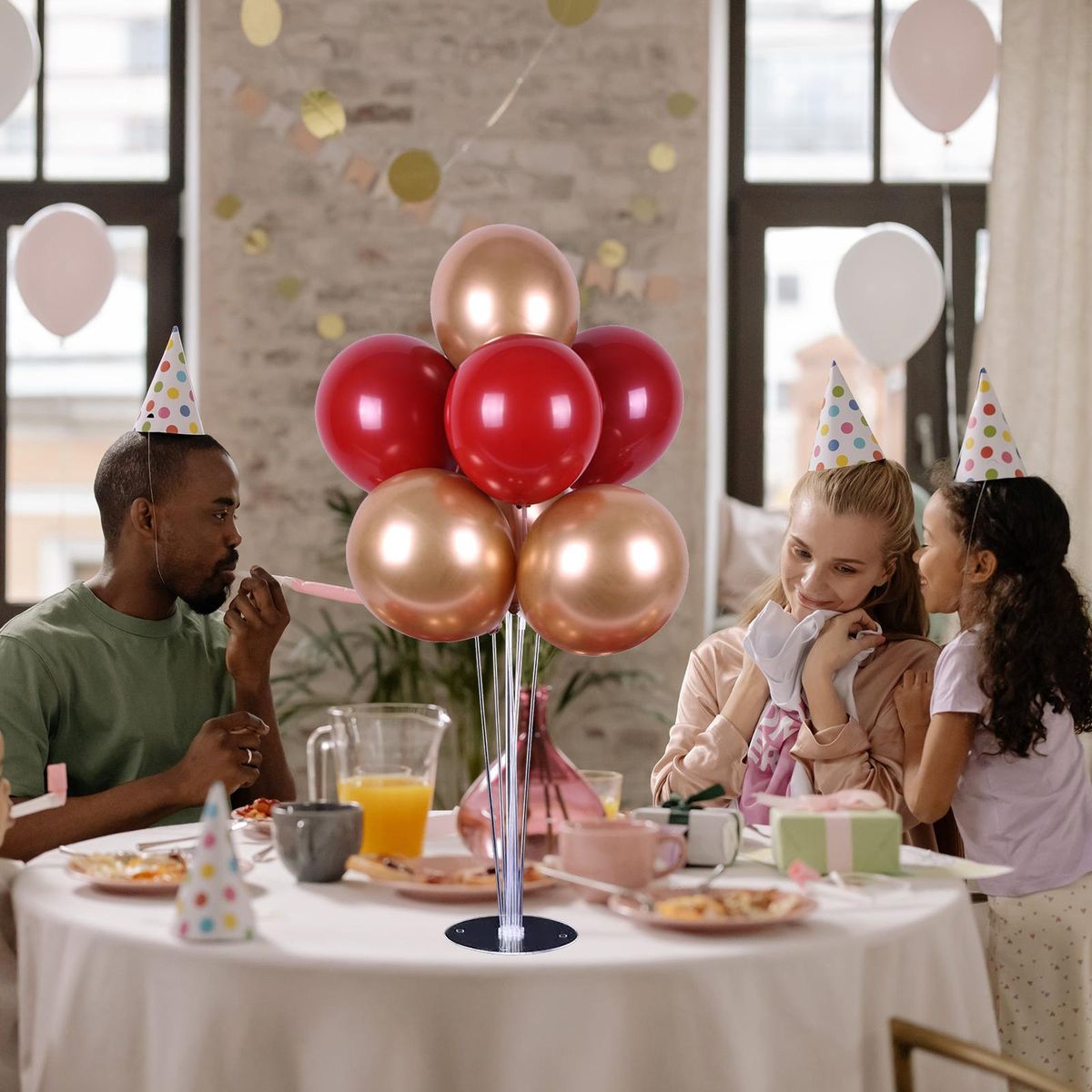 Balloon Holder Stand Balloon Stand Kit Table Desktop Balloon Holder with 7 Balloon Sticks for Birthday Wedding Party Decorations