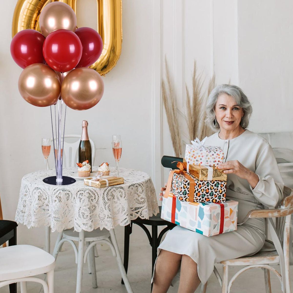 Balloon Holder Stand Balloon Stand Kit Table Desktop Balloon Holder with 7 Balloon Sticks for Birthday Wedding Party Decorations