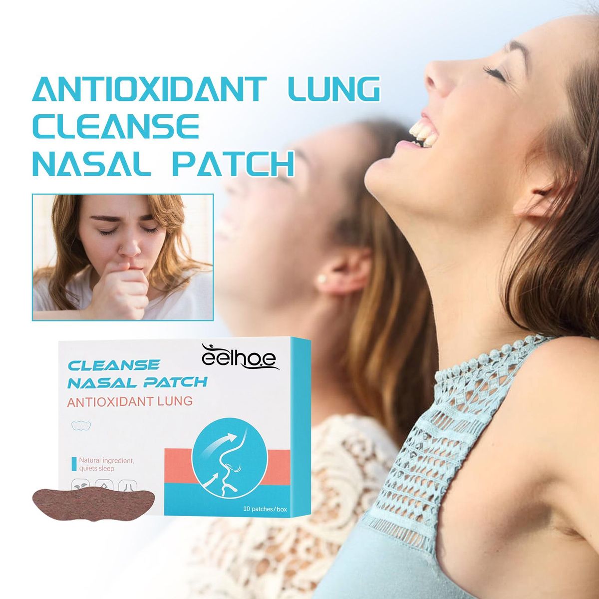EELHOE 10 Patches Antioxidant Lung Cleanse Nasal Patch Cleaning Lung Repair Stickers Promote Healthy Breathing & Oxygen Exchange