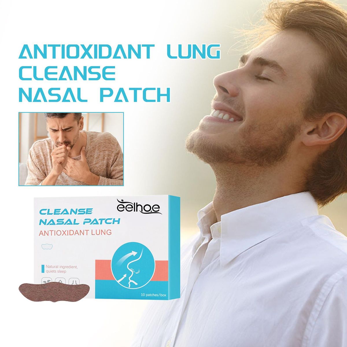 EELHOE 10 Patches Antioxidant Lung Cleanse Nasal Patch Cleaning Lung Repair Stickers Promote Healthy Breathing & Oxygen Exchange
