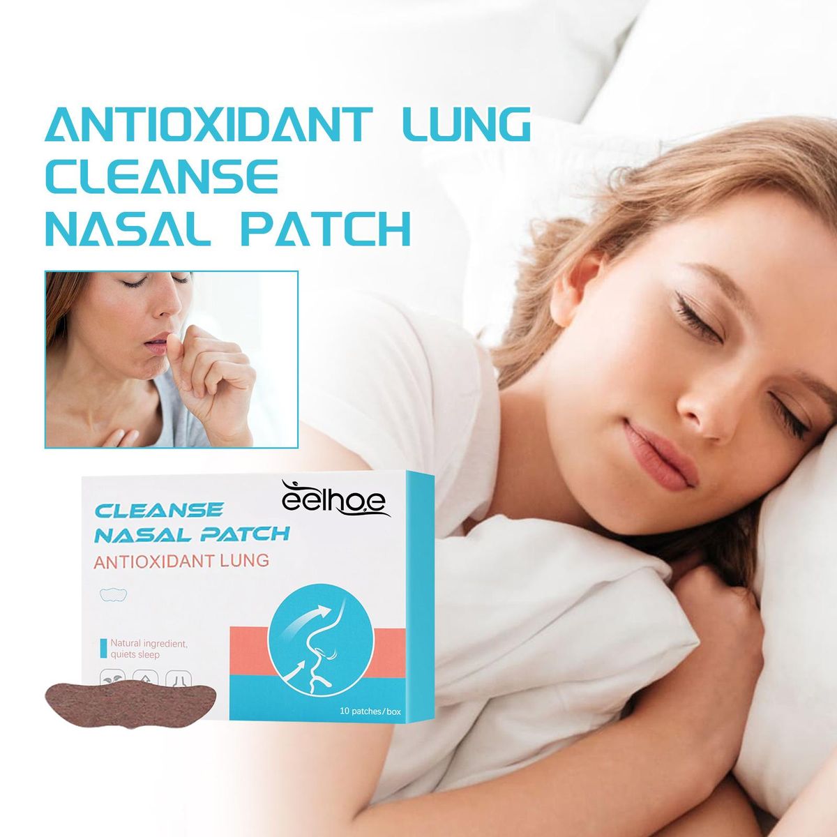 EELHOE 10 Patches Antioxidant Lung Cleanse Nasal Patch Cleaning Lung Repair Stickers Promote Healthy Breathing & Oxygen Exchange