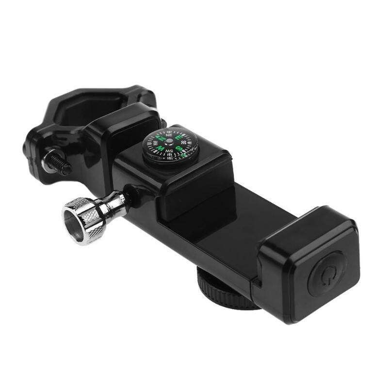 Metal Bicycle Bike Motorcycle Handlebar Phone Holder Mount & Compass LED Light Black/Green Black (black)