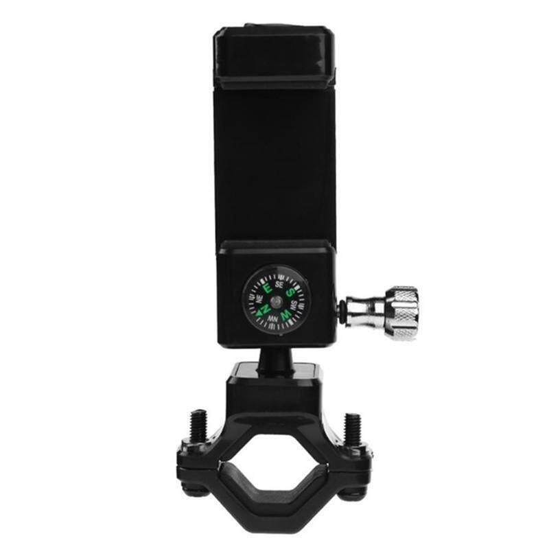 Metal Bicycle Bike Motorcycle Handlebar Phone Holder Mount & Compass LED Light Black/Green Black (black)