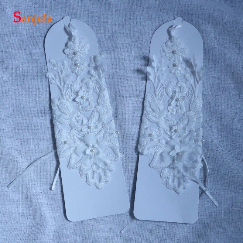 Real Sample Bridal Gloves Opera Length Fingerless Lace With