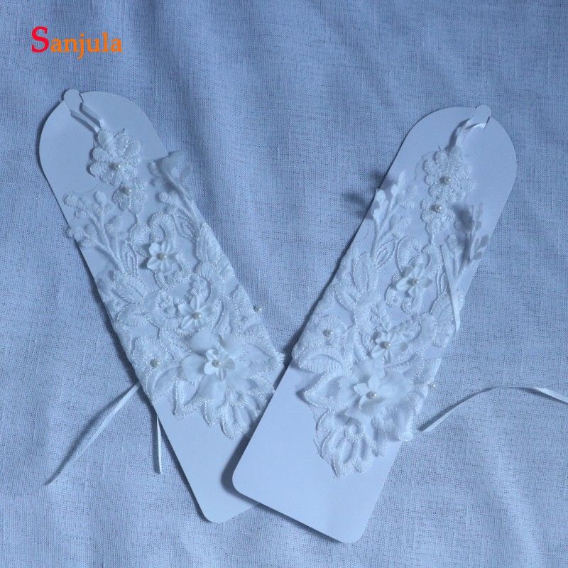 Real Sample Bridal Gloves Opera Length Fingerless Lace With