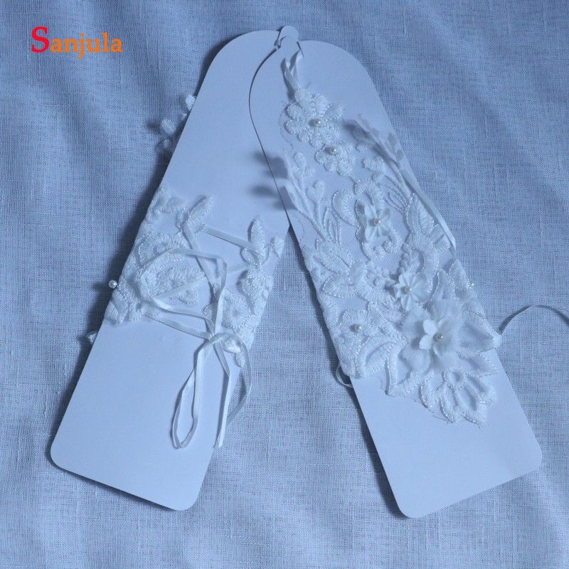 Real Sample Bridal Gloves Opera Length Fingerless Lace With