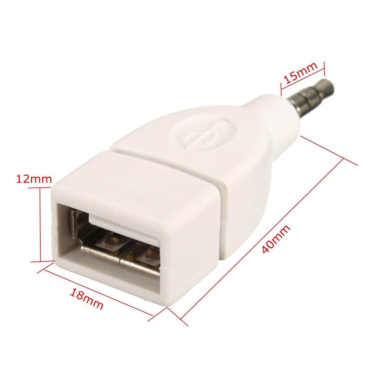 (2pcs Universal) New 3.5mm Car Converter Adapter Plug Male AUX Stereo Audio Plug Jack To USB 2.0 Female Connecting To U-Disk Vehicle Audio-WHITE/PINK