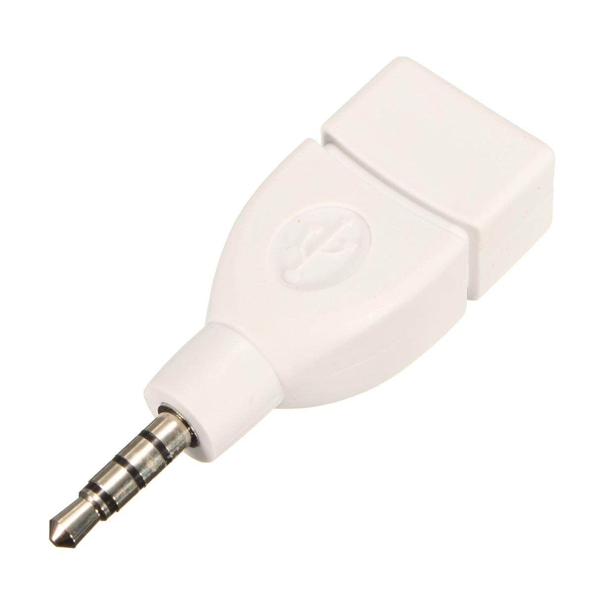 (2pcs Universal) New 3.5mm Car Converter Adapter Plug Male AUX Stereo Audio Plug Jack To USB 2.0 Female Connecting To U-Disk Vehicle Audio-WHITE/PINK
