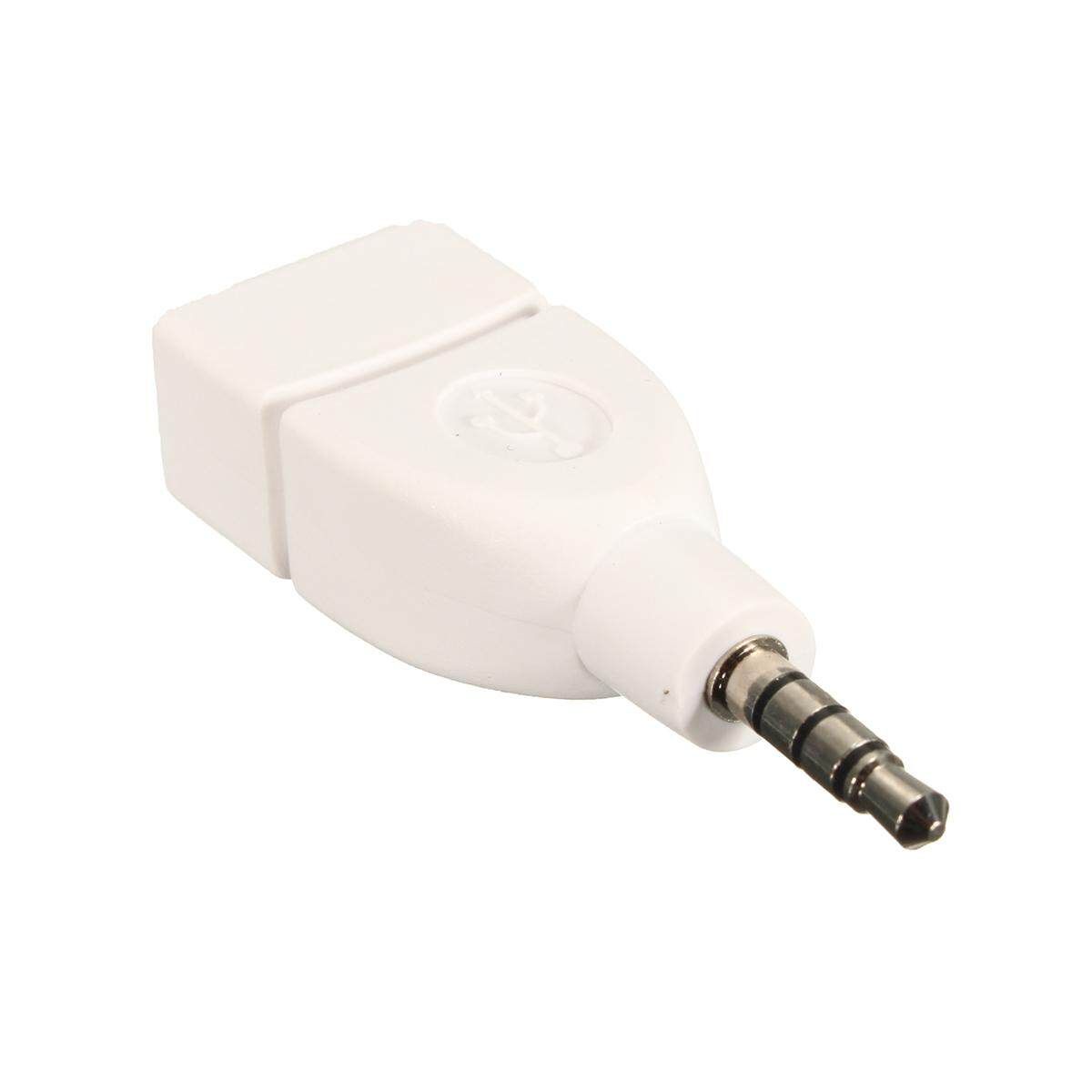 (2pcs Universal) New 3.5mm Car Converter Adapter Plug Male AUX Stereo Audio Plug Jack To USB 2.0 Female Connecting To U-Disk Vehicle Audio-WHITE/PINK