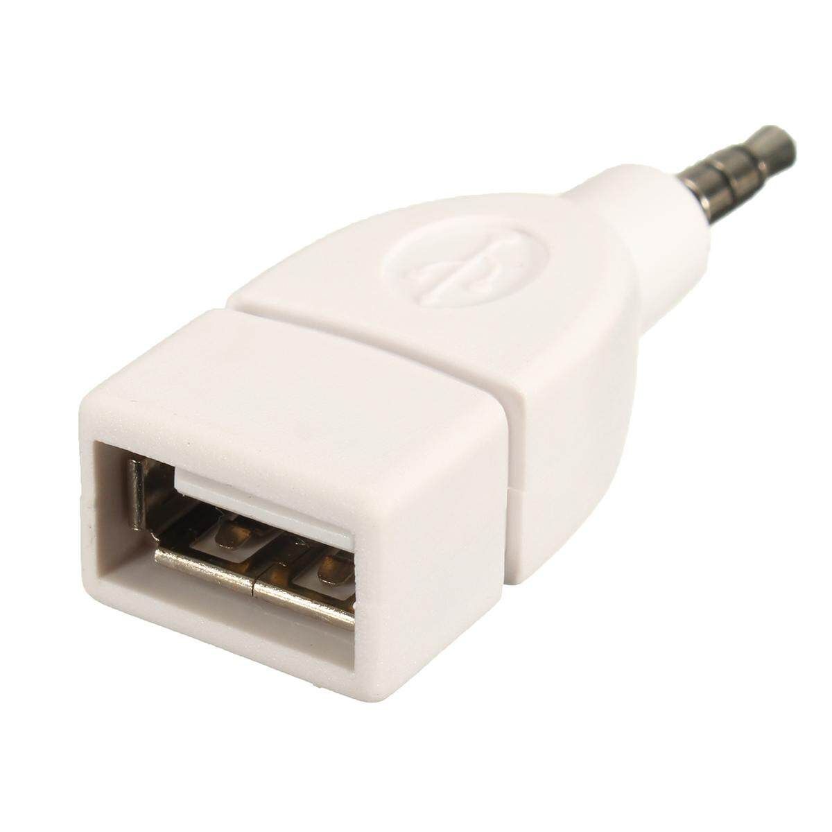 (2pcs Universal) New 3.5mm Car Converter Adapter Plug Male AUX Stereo Audio Plug Jack To USB 2.0 Female Connecting To U-Disk Vehicle Audio-WHITE/PINK