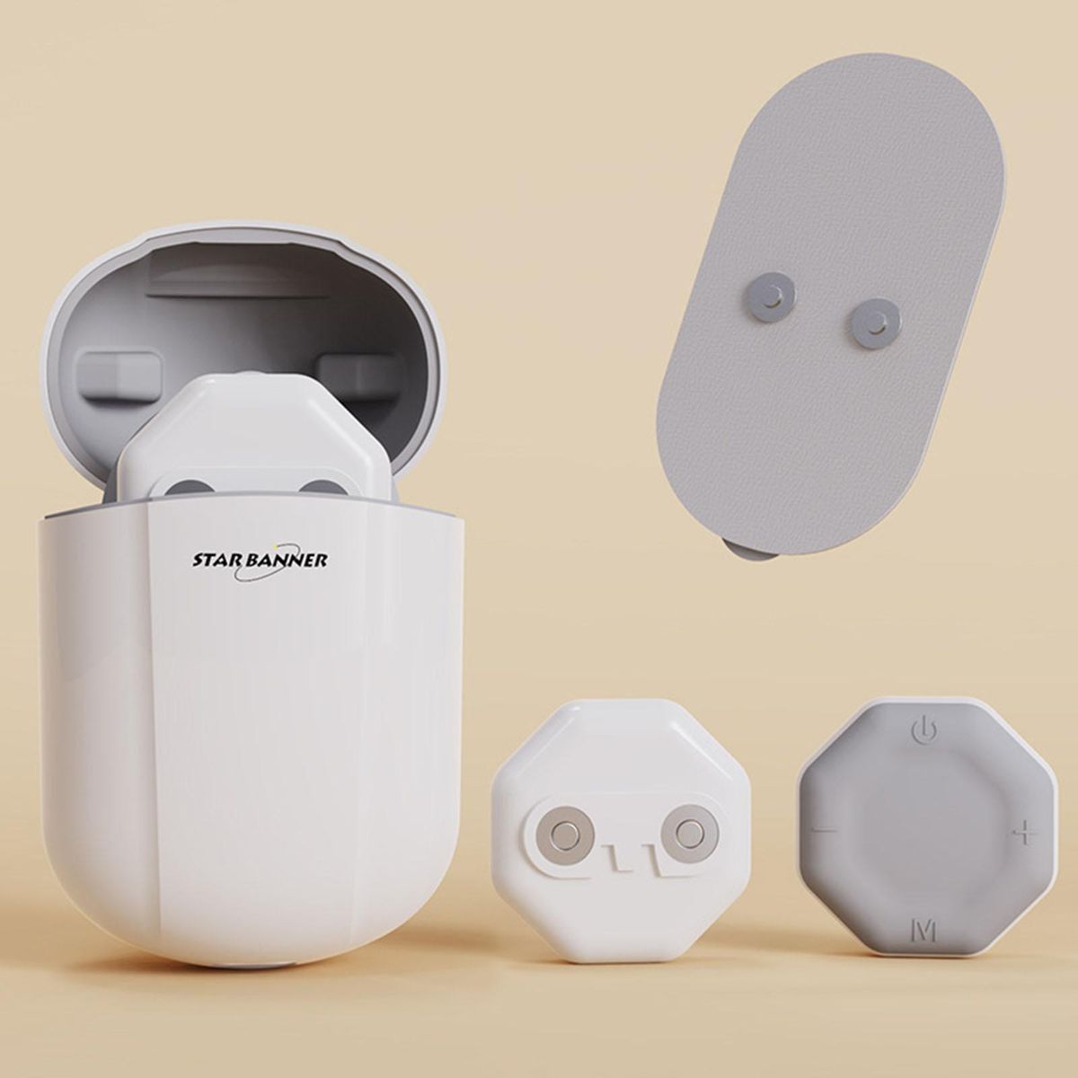 Portable Cordless TENS Massage Patch Pain Relief Muscle Stimulation Patch Rechargeable with Charging Case Electric Pulse Patch for Relaxation