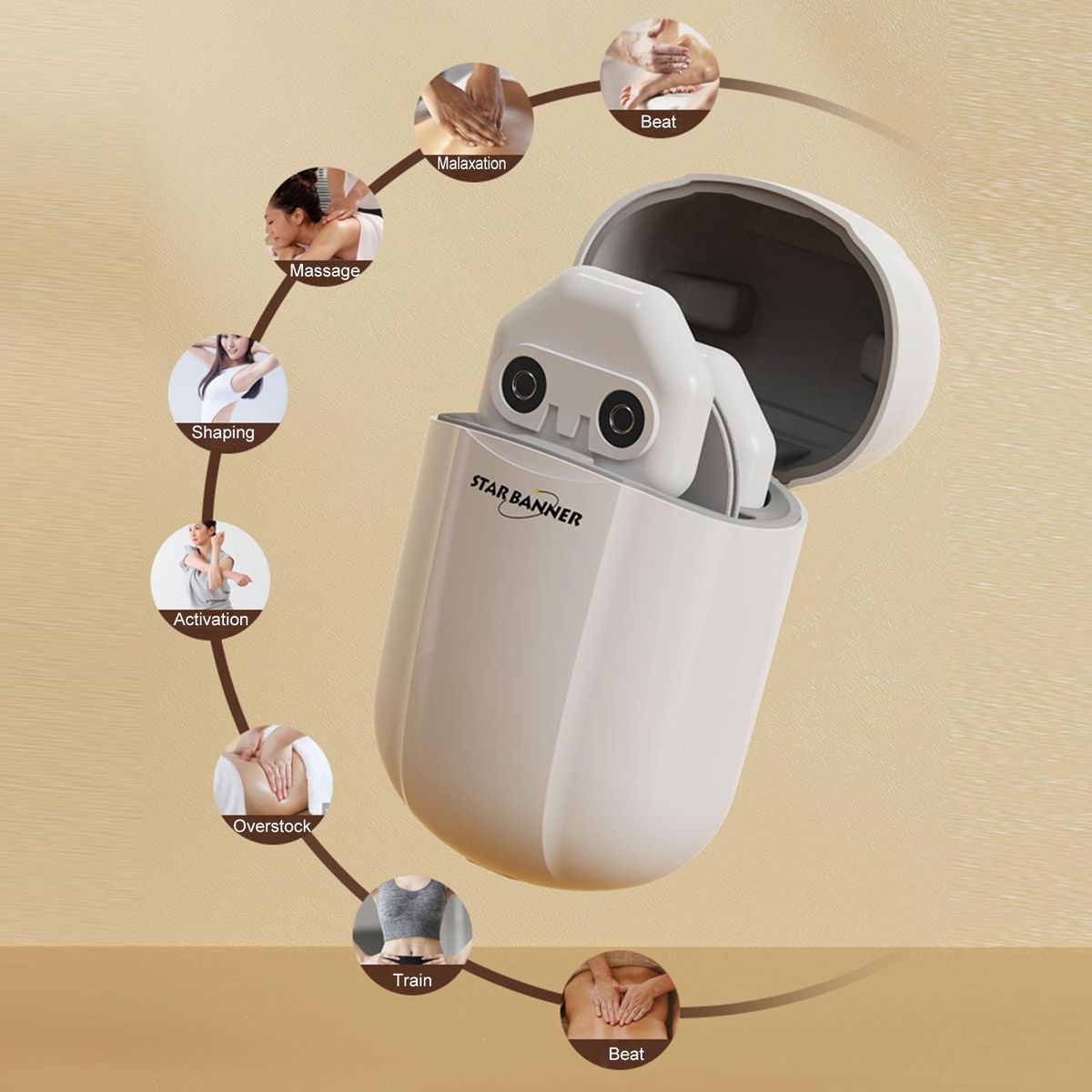 Portable Cordless TENS Massage Patch Pain Relief Muscle Stimulation Patch Rechargeable with Charging Case Electric Pulse Patch for Relaxation