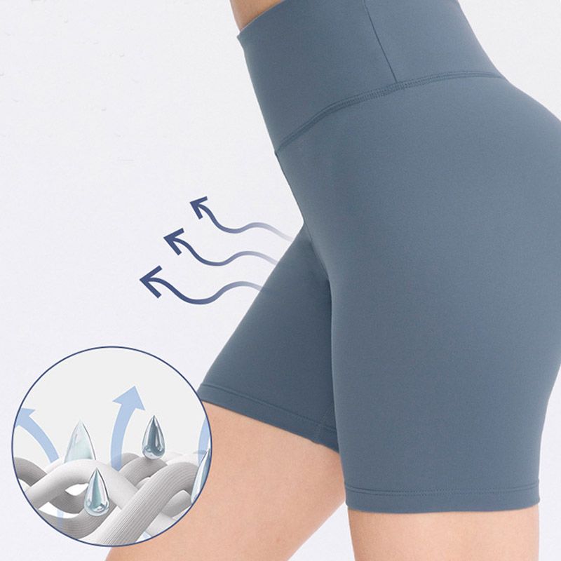 Women High Waist Leggings Yoga Shorts,Running Tights Sports Shorts（Blue）