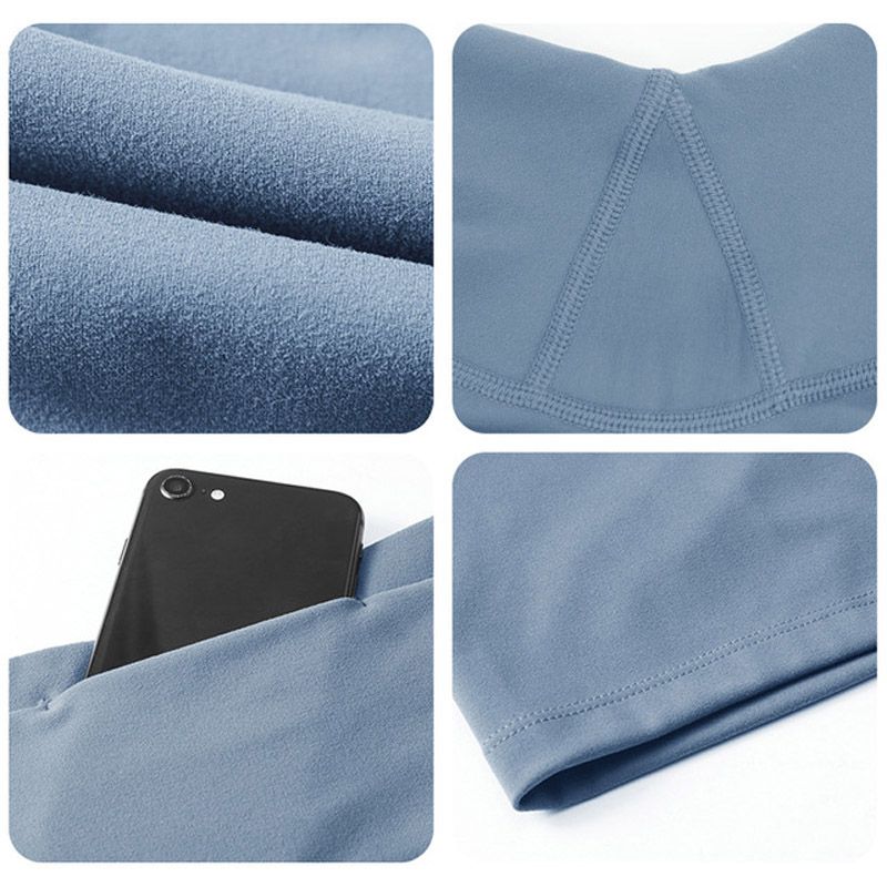 Women High Waist Leggings Yoga Shorts,Running Tights Sports Shorts（Blue）