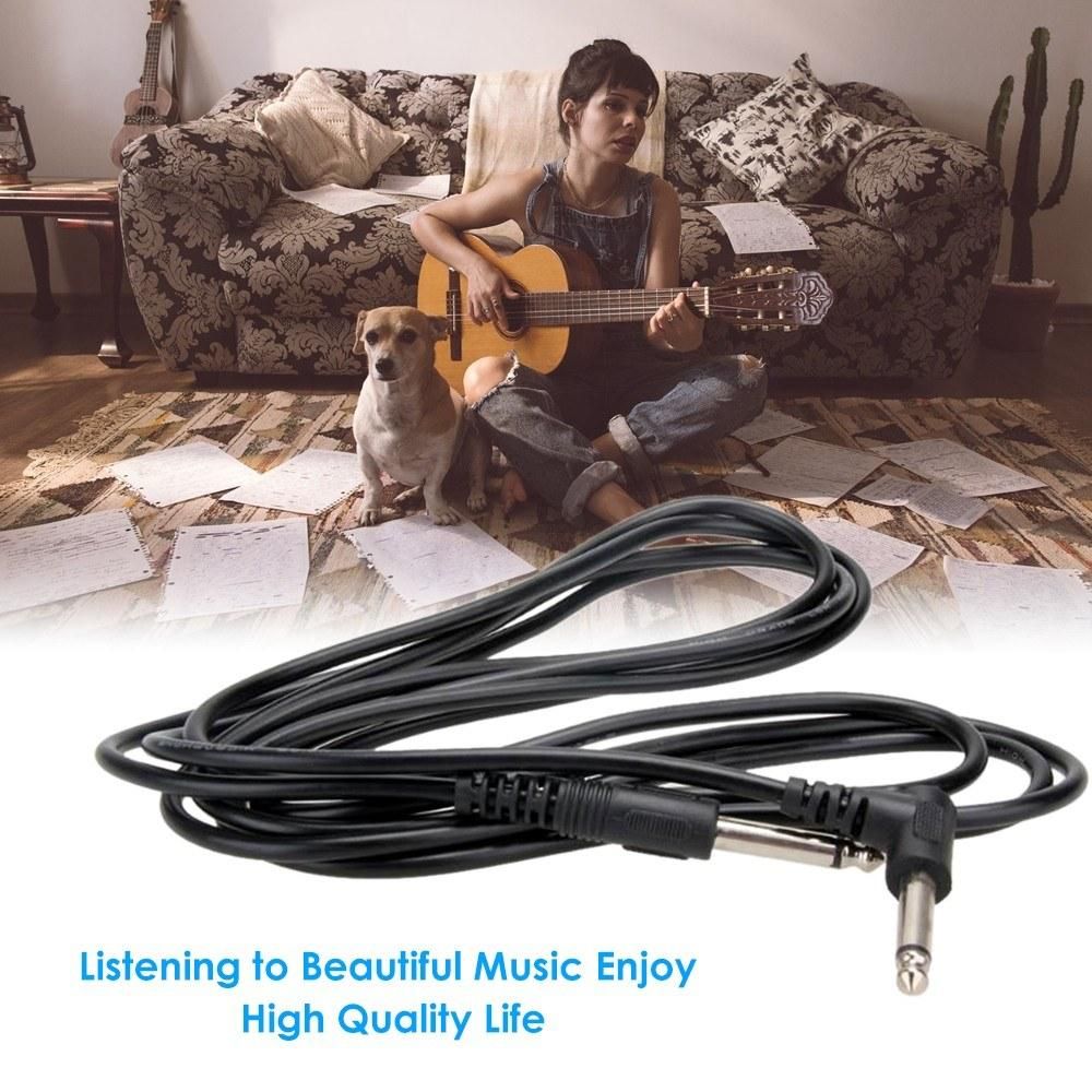 3.0m Electric Guitar Cable Bass Amplifier Noise Reduction Audio Cable Straight to Right Angle Patch Cable