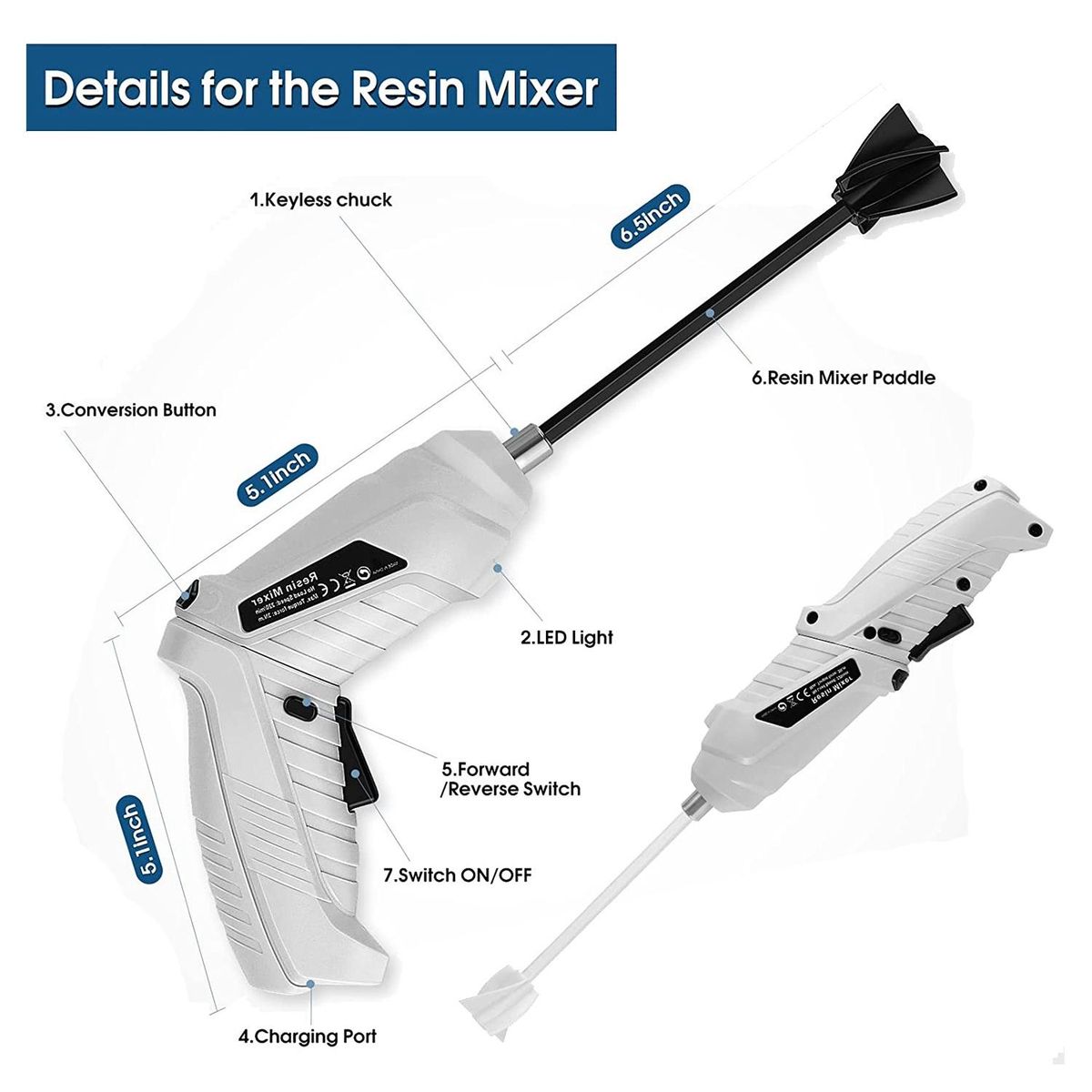 Multiple styles Epoxy Blender Handheld - USB Powered Rechargeable Resin Mixer for Minimizing Air Bubbles  Resin Mold & Silicone Mixing