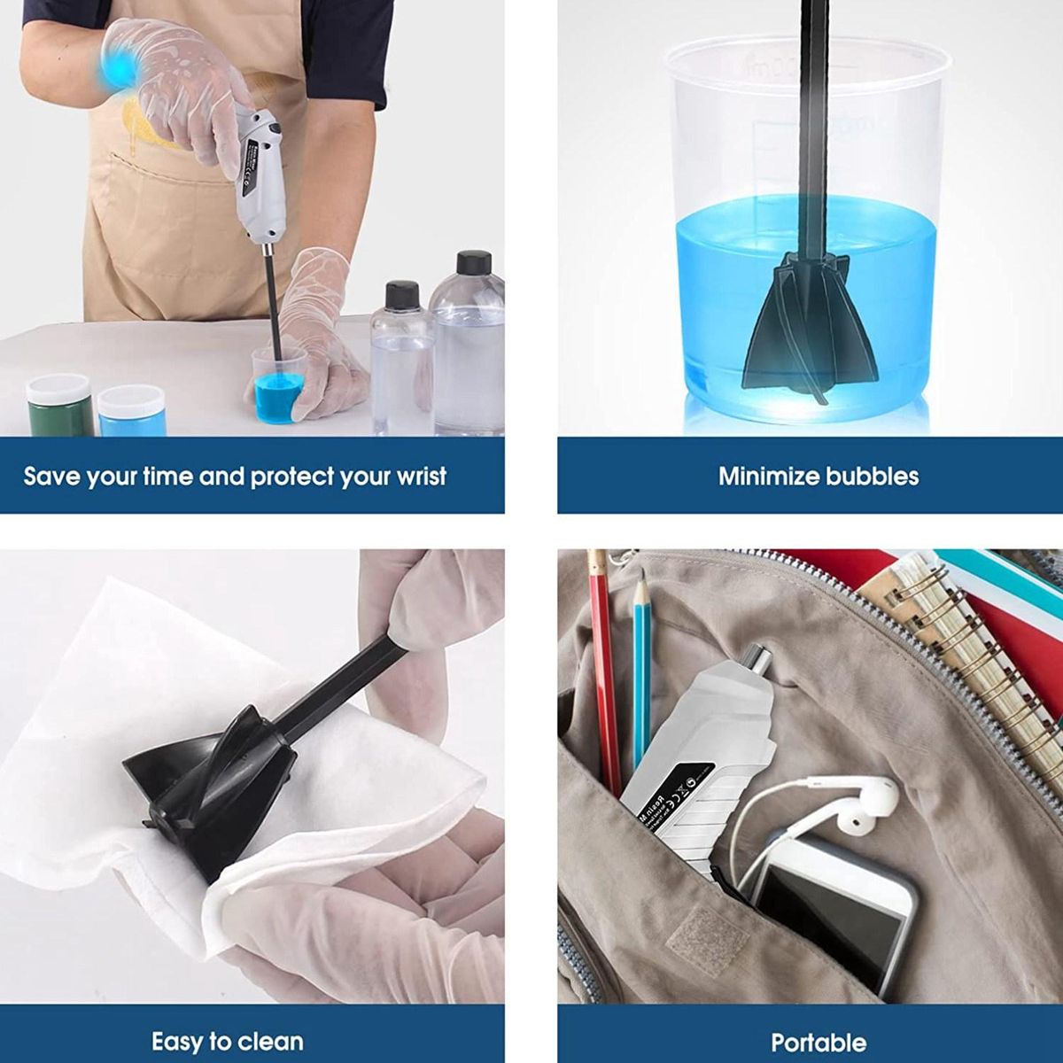 Multiple styles Epoxy Blender Handheld - USB Powered Rechargeable Resin Mixer for Minimizing Air Bubbles  Resin Mold & Silicone Mixing