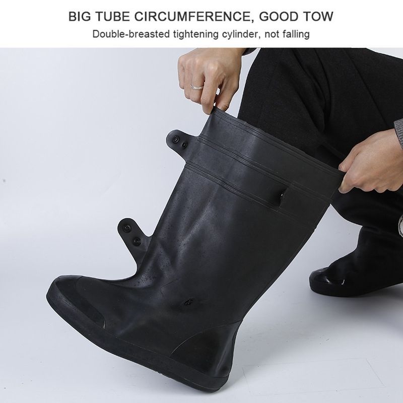 High Tube Rainproof Snowproof Adult Shoe Cover Size: XXXXL(Black)