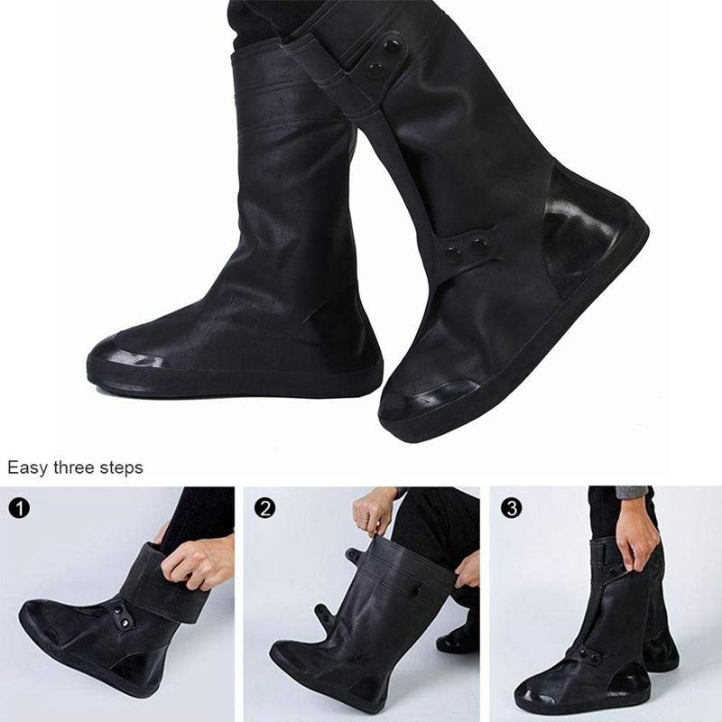 High Tube Rainproof Snowproof Adult Shoe Cover Size: XXXXL(Black)