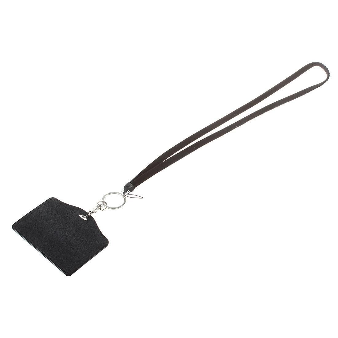 Horizontal Resin Rhinestone Work Card ID Case Holder Lanyard Sling (Black)