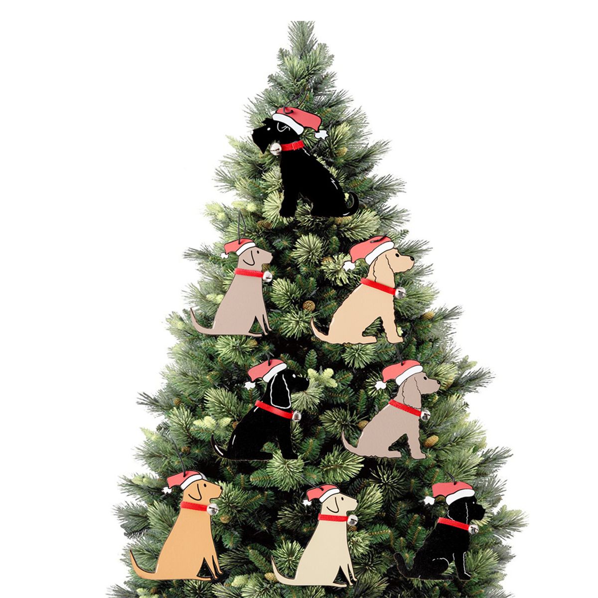 Pet Dog Christmas Tree Pendants Ornament Wood Hanging Dog