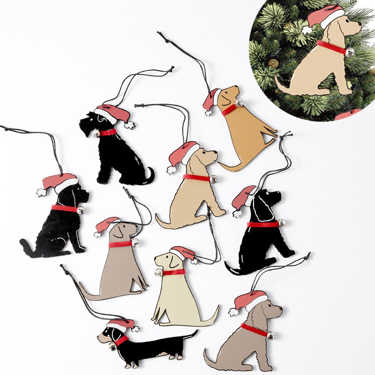 Pet Dog Christmas Tree Pendants Ornament Wood Hanging Dog
