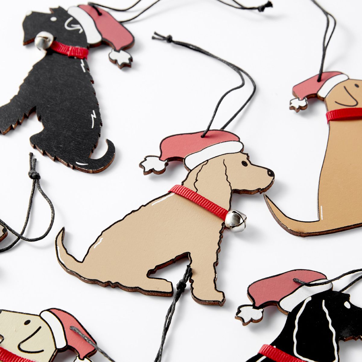 Pet Dog Christmas Tree Pendants Ornament Wood Hanging Dog