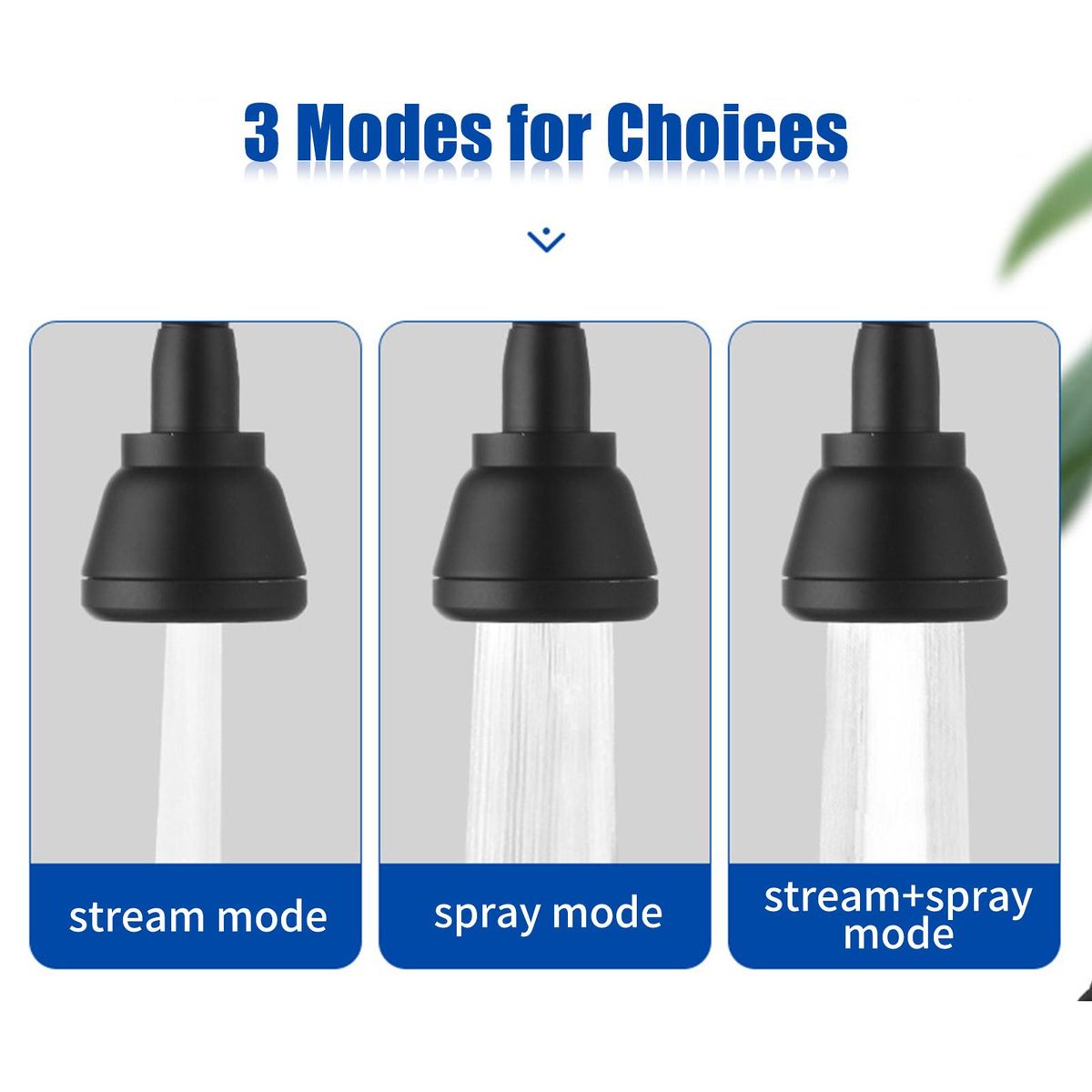 360° Rotatable Tap Head Faucet Extender Splash-Proof Kitchen Tap Sprayer with 3 Modes Water Saving Black Copper Water Tap Head